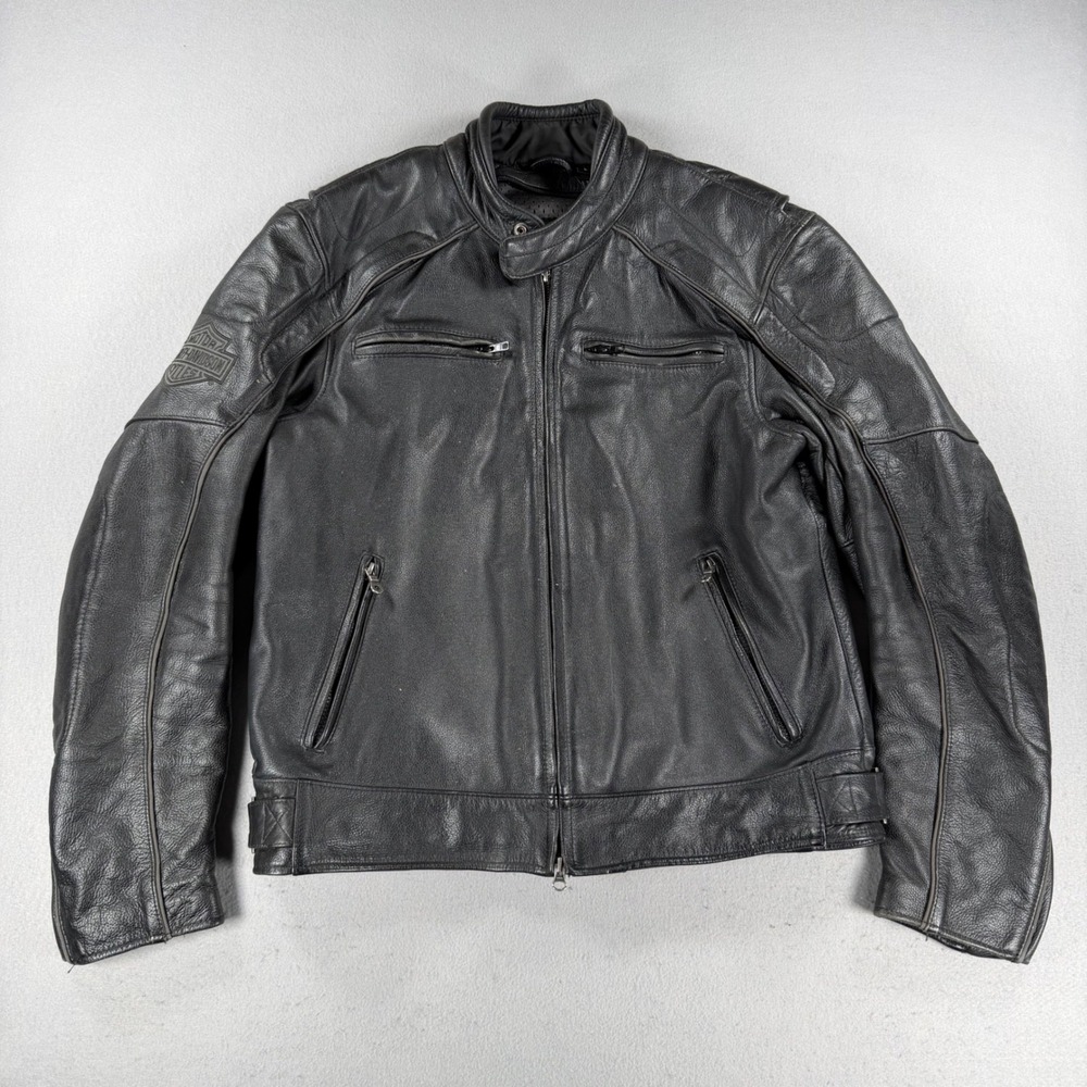 Y2K Harley-Davidson Willie G Skull Leather Riding Jacket Mens Large Reflective